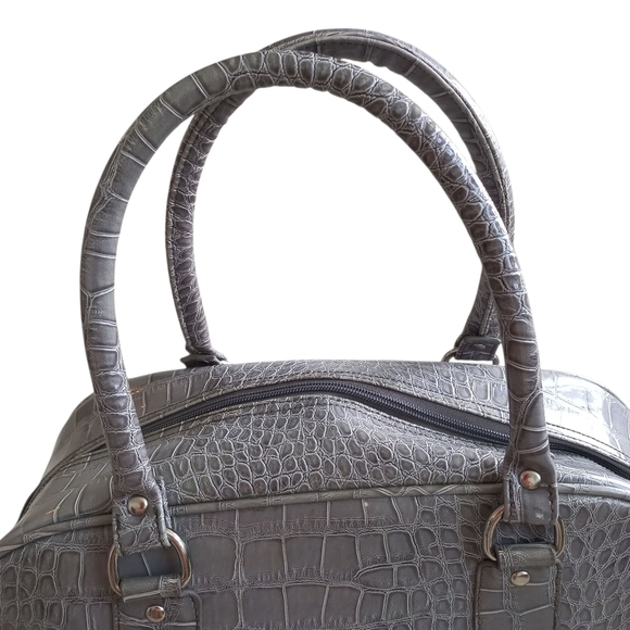 Kate Hill Gray Crocodile-Embossed Faux Leather Women's HandBag - Picture 3 of 15